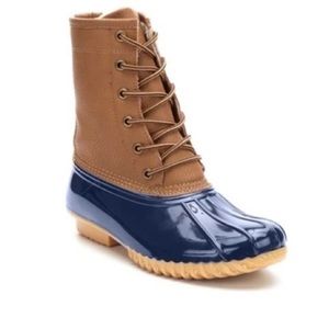 Sporto Navy Taupe Dakota Duck Boots Size 7